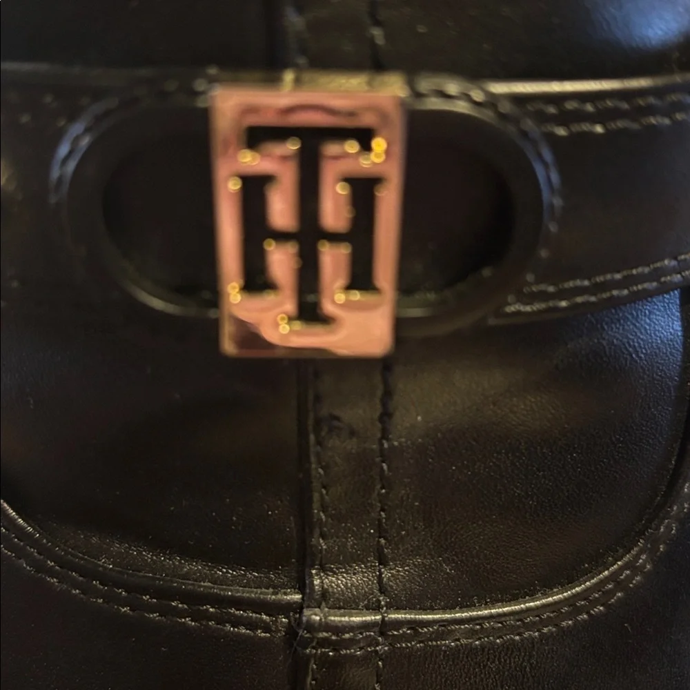 Tommy Hillfiger Black Leather Knee-High Boots
